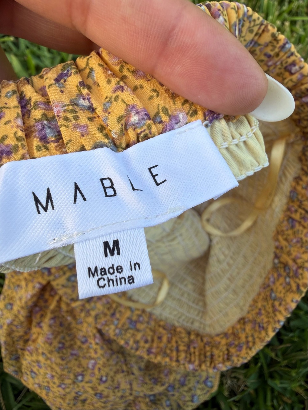 MABLE Floral Smocked Tiered Ruffle Skort Yellow Purple Boho Mini Skirt S NWOT - Picture 5 of 6